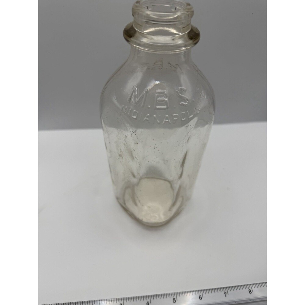 MBS Indianapolis Milk Bottle Quart Glass Embossed Textured no. 9 56 Vtg